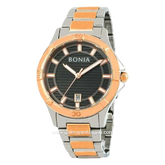 BONIA BNB10750-1632 Silver Rosegold Dial Black Stainless Steel